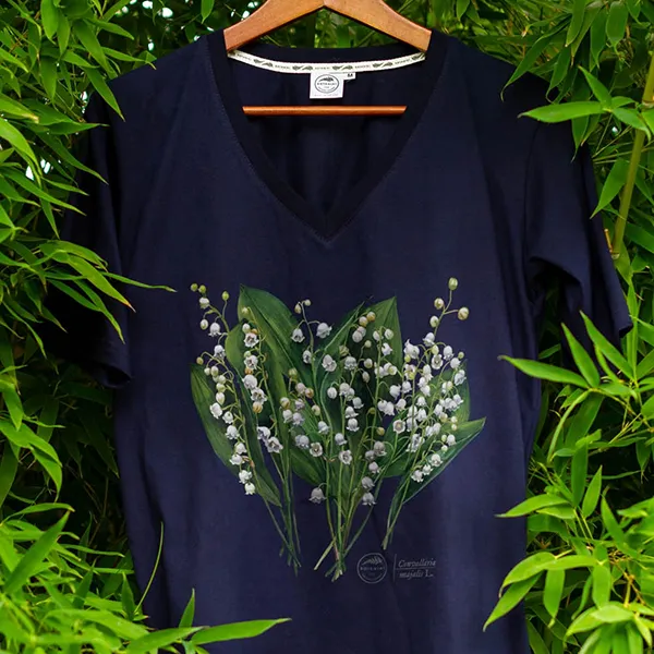 Koszulka damska v-neck premium konwalia majowa | botaniki