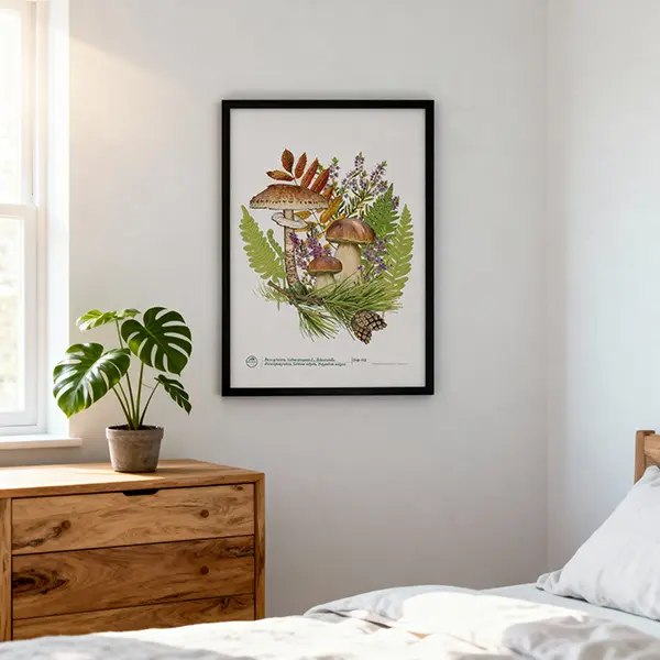 Plakat na prezent dla miłośnika lasu - jesienne skarby lasu od botaniki