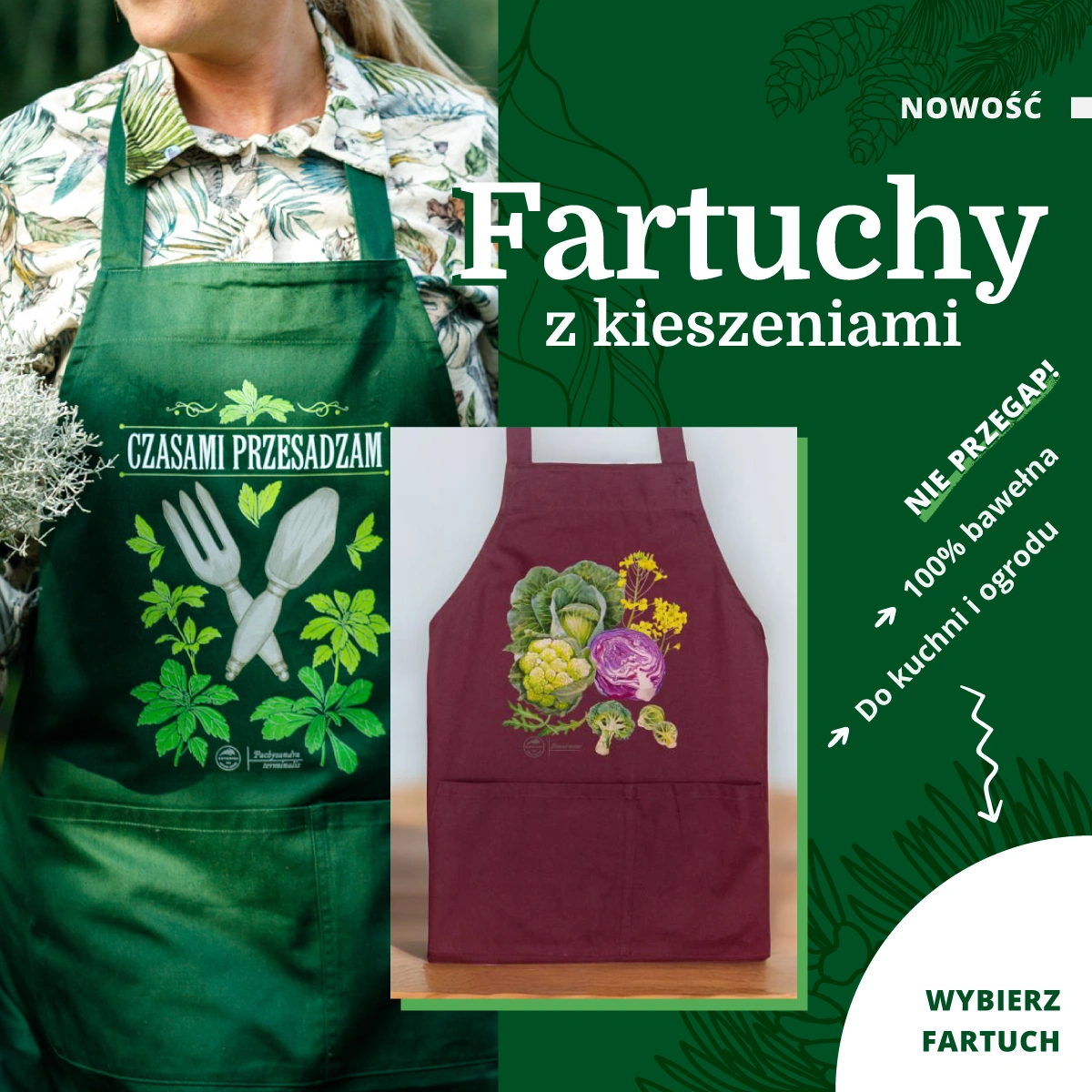 NOWOŚĆ: Fartuchy bawełniane z kieszeniami