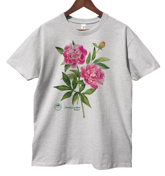 koszulka klasyczna, unisex, z motywem roślinnym — piwonia chińska 'Sorbet'